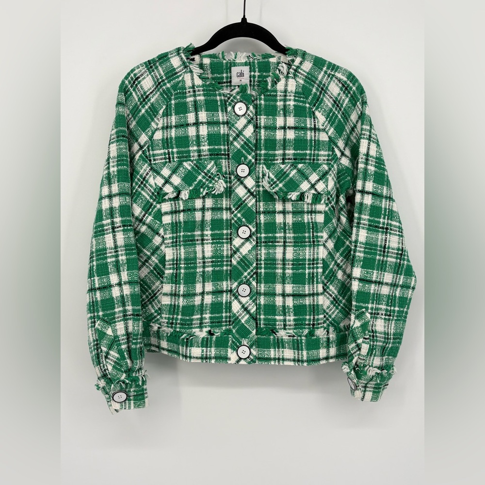 CABI Library Jacket Green Tweed Women’s Medium